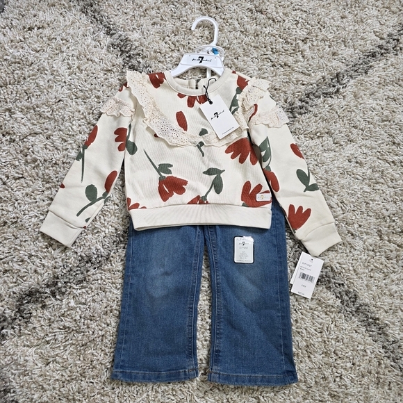 NWT 7 For All Mankind Sweater and Jeans Outfit Set Size 24M - Picture 3 of 5